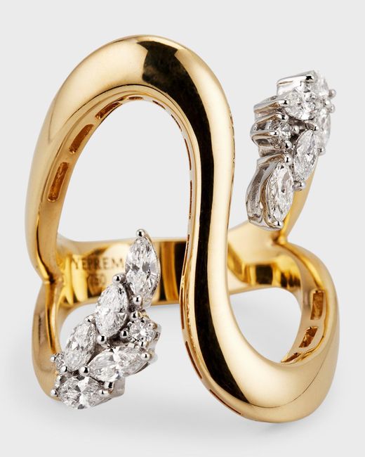 YEPREM Metallic 18k Yellow Gold Round And Marquise Diamond Ring