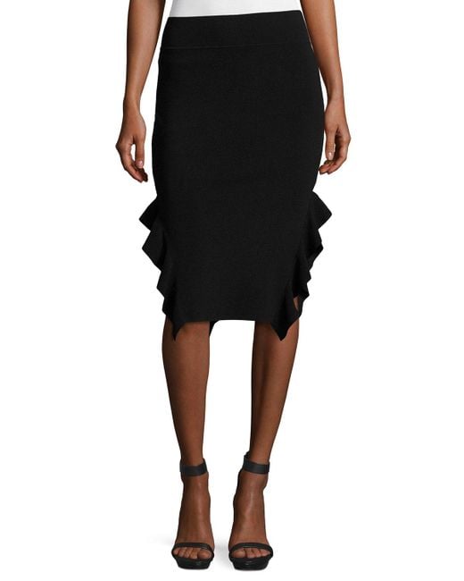 Opening ceremony Ruffle-trim Ponte Pencil Skirt in Black | Lyst