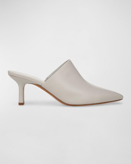 Vince White Penelope Leather Point-toe Mules
