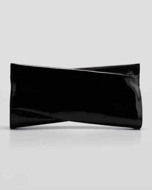 Christian Louboutin Black Loubitwist Clutch In Patent Leather