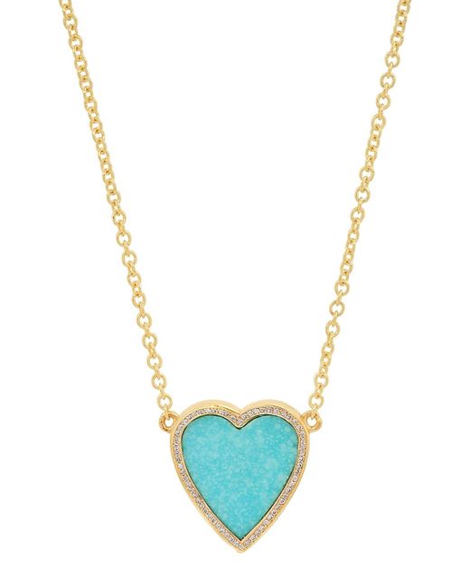 Jennifer Meyer Blue Mini Inlay Heart Necklace With Diamonds