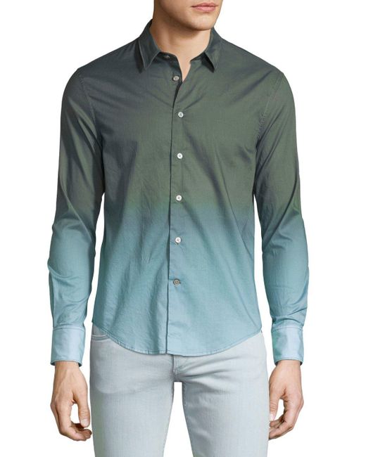 varvatos ombre sepia sleeve sport shirt in green for lyst varvatos ombre sepia sleeve sport shirt in green for lyst