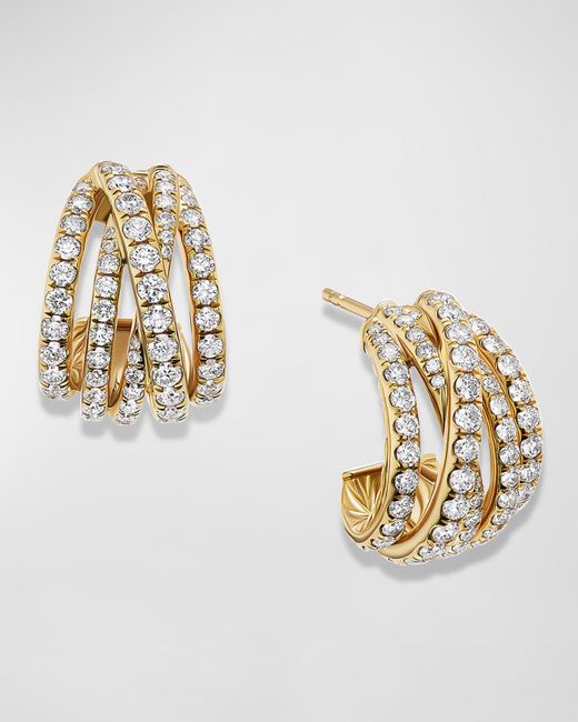 David Yurman Metallic Pave Crossover Shrimp Earrings With Diamonds And 18k Gold