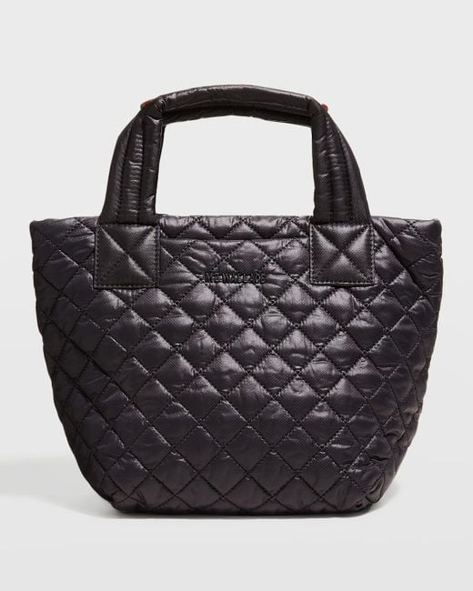MZ Wallace Black Metro Deluxe Mini Quilted Nylon Tote Bag