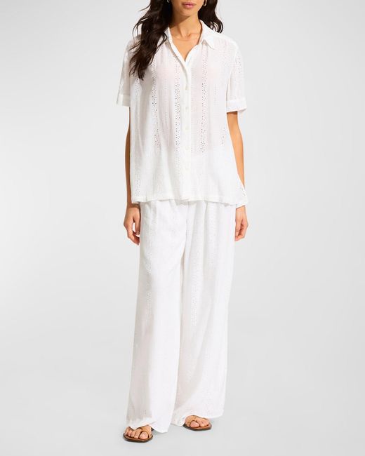 Seafolly White Broderie Drawstring Pants
