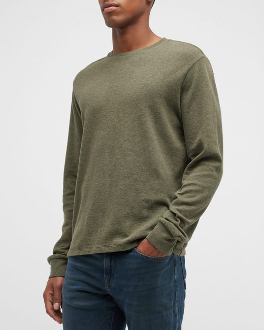 FRAME Green Duo Fold Cotton Crew Sweater for men