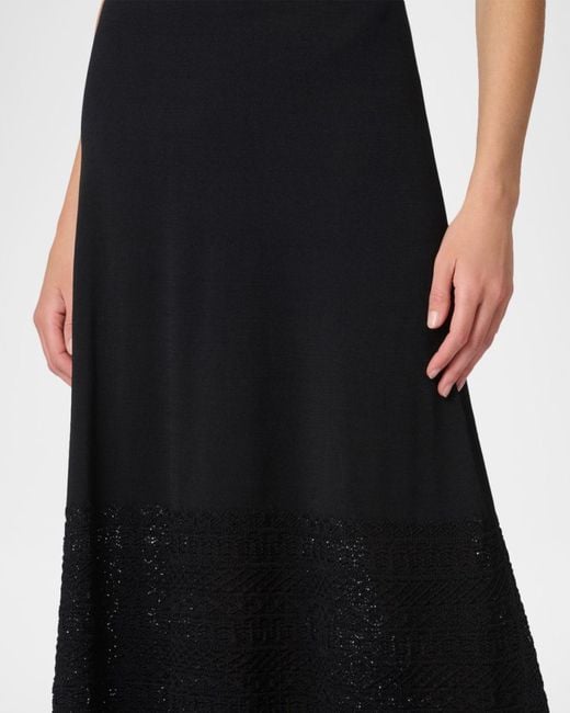Shoshanna Black Brooke Sleeveless Scalloped Knit Midi Dress