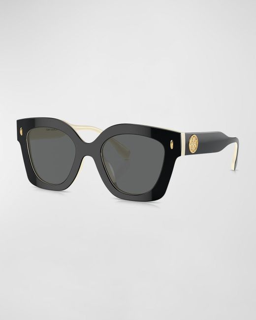 Tory Burch Black Oversized Acetate Cat-Eye Sunglasses
