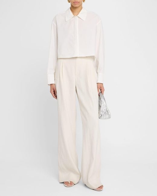 A.L.C. White Maude Cropped Button-Front Top