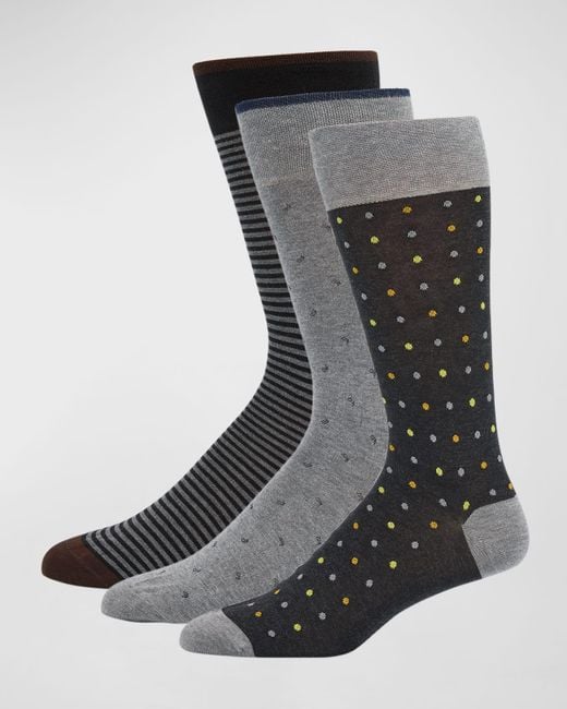 Marcoliani Black 3-Pack Pima Cotton Crew Socks for men