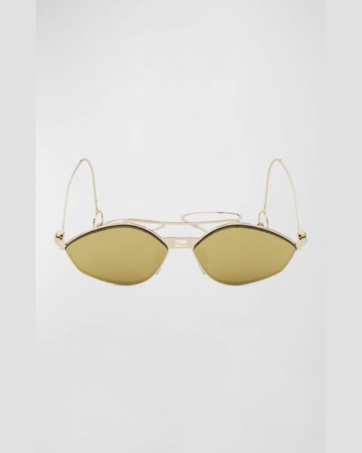 Fendi Metallic Rimless Geometric Metal Aviator Sunglasses