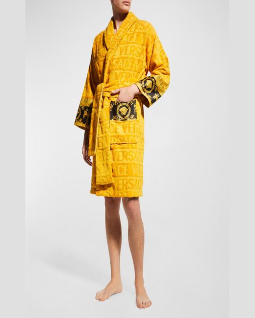 Versace Yellow Barocco Sleeve Robe for men