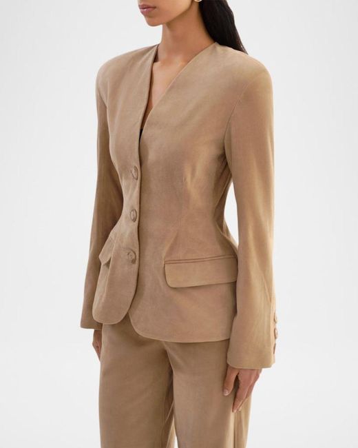 Lamarque Natural Abitha Hourglass Suede Jacket