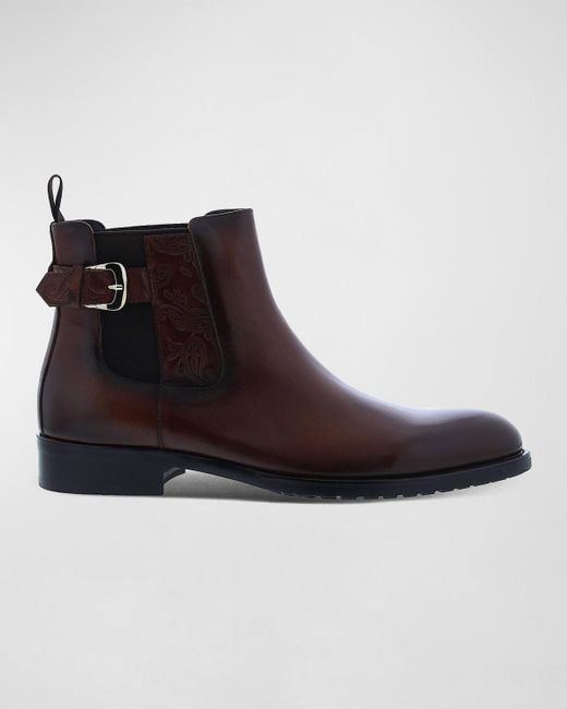 Robert Graham Black Arno Leather Chelsea Boots for men