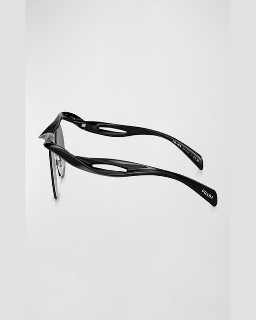 Prada Brown Rimless Plastic Round Sunglasses for men