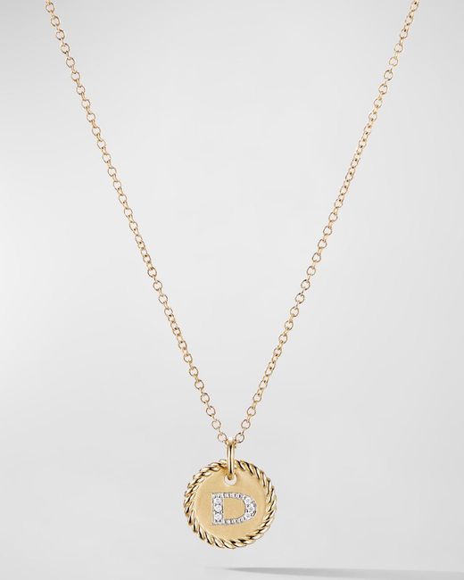 David Yurman Initial D Cable Collectibles Charm Necklace With Diamonds