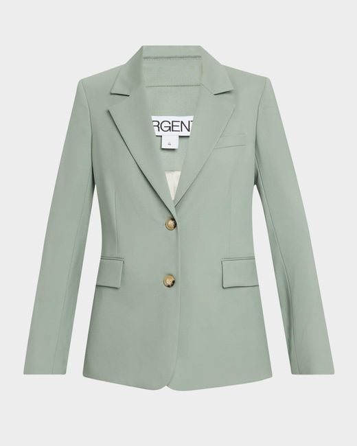 Argent Green Two-Button Seasonless Wool Blazer