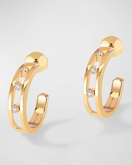 Messika Metallic 18k Yellow Gold Move Hoop Diamond Earrings
