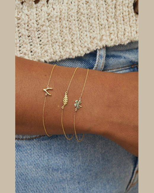 Jennifer Meyer Natural 18k Gold Mini Wishbone Chain Bracelet On A 14k Chain