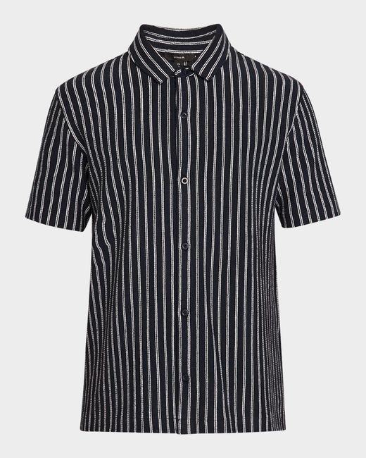Vince Black Boucle Striped Sport Shirt for men