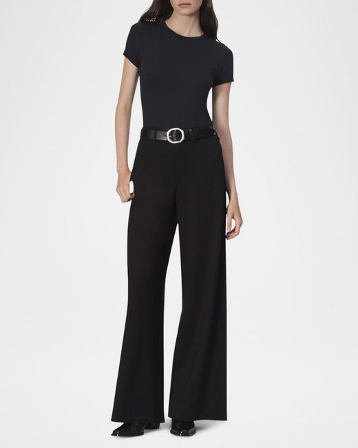 Rag & Bone Blue Sofie Wide-Leg Ponte Pants