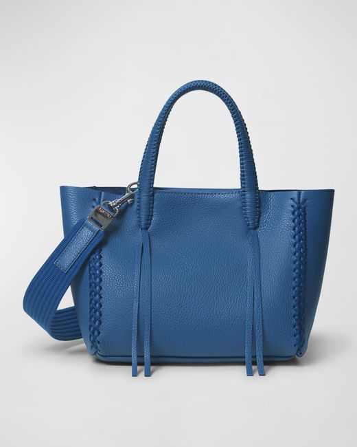 Callista Blue Mini Braided Leather Tote Bag