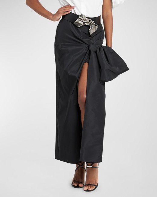 Alexander McQueen Black Pencil Midi Skirt With Bow Detail
