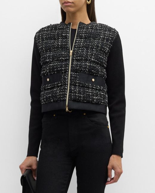 Herno Black Short Sequined Tweed Jacket