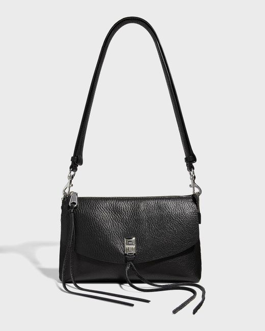 Rebecca Minkoff Black Darren Zip Leather Crossbody Bag