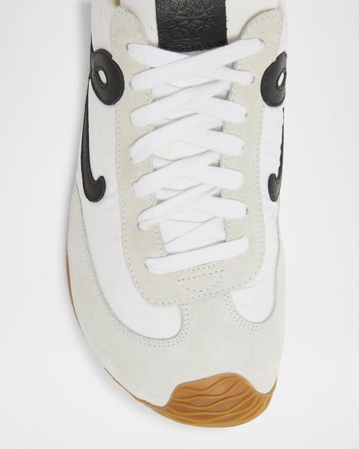 Loewe White Flow Runner Suede And Leather Sneakers