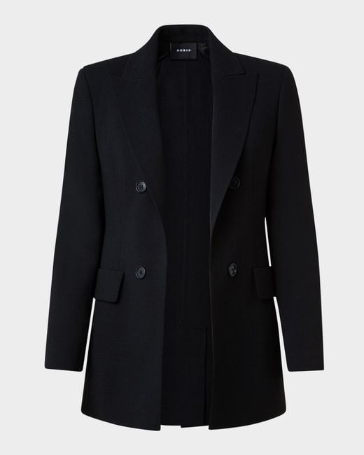 Akris Blue Lucia Wool Double-Breasted Jacket