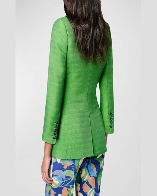 Smythe Green Not A Db Cropped-Sleeve Linen Silk Blazer