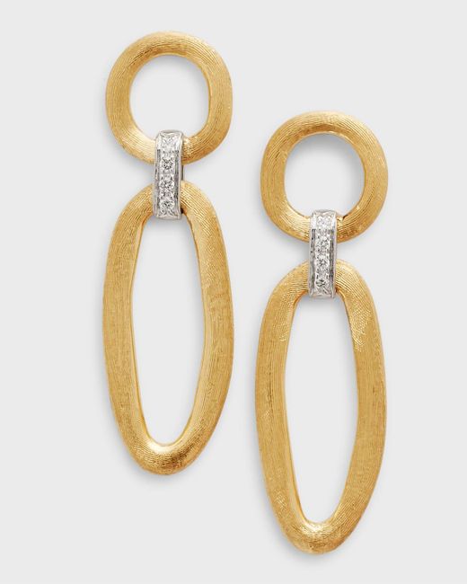 Marco Bicego Metallic Jaipur Link 18k Yellow & White Gold Mixed Link Diamond Drop Earrings