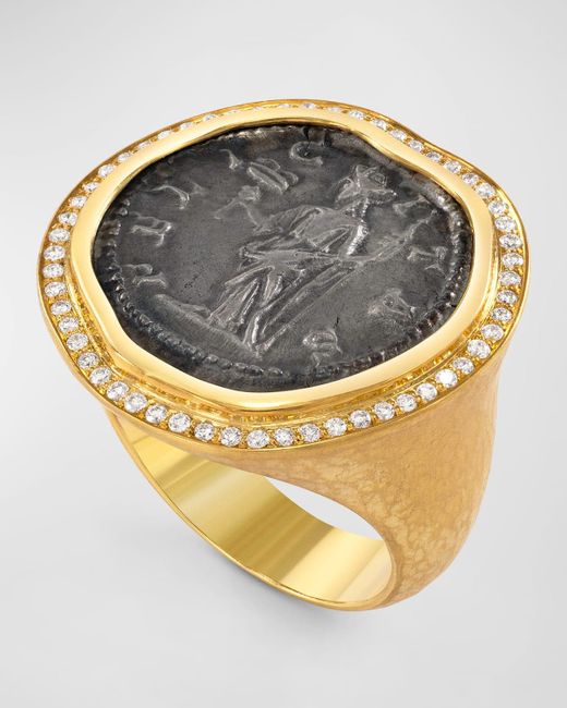 Jorge Adeler Metallic 18K Felicitas Coin And Diamond Ring for men