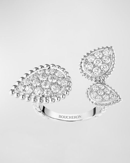 Boucheron Metallic Serpent Bohème 18k White Gold Diamond 3-motif Ring