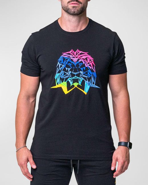 Maceoo Blue Neon Embroidered T-Shirt for men