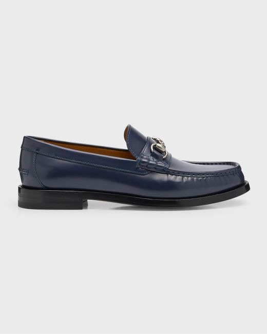 Gucci Blue Kaveh Leather Bit Loafers for men