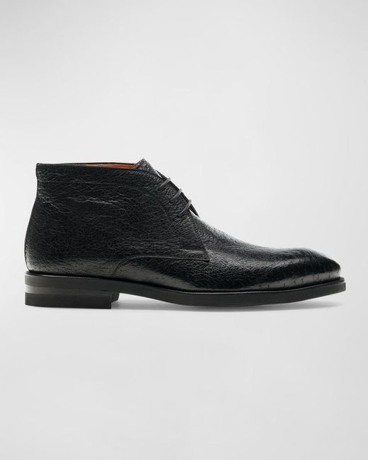Magnanni Shoes Black Tacna Leather Chukka Boots for men