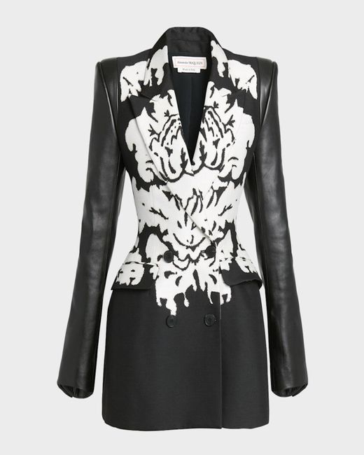 Alexander McQueen Black Damask Dripping Blazer Mini Dress