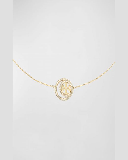 Tory Burch White Miller Double Ring Pendant Necklace
