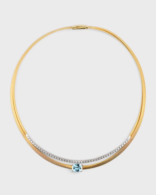 Marco Bicego Natural 18k Masai Yellow Gold Necklace With Diamonds And Aquamarine