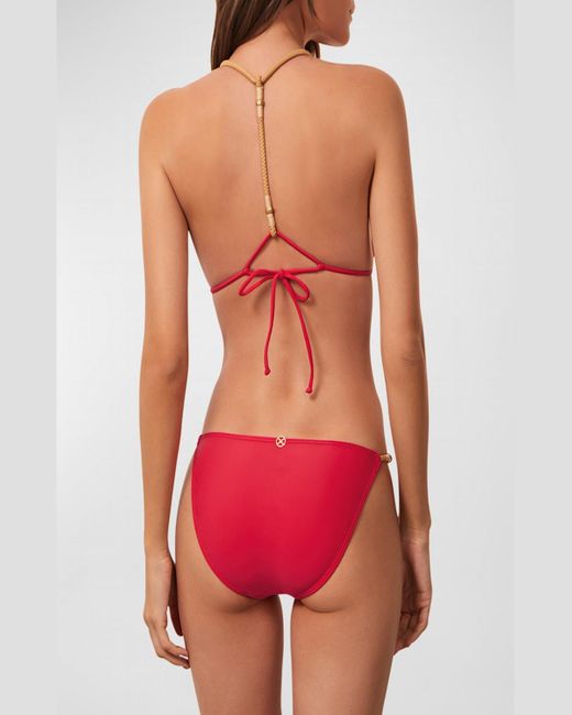ViX Red Solid Layla Detail Full Bikini Bottoms