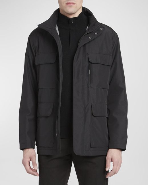Zegna Black Field Jacket With Stowaway Hood for men