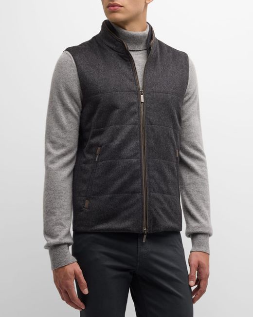 Baldassari Gray Cashmere Full-zip Vest for men