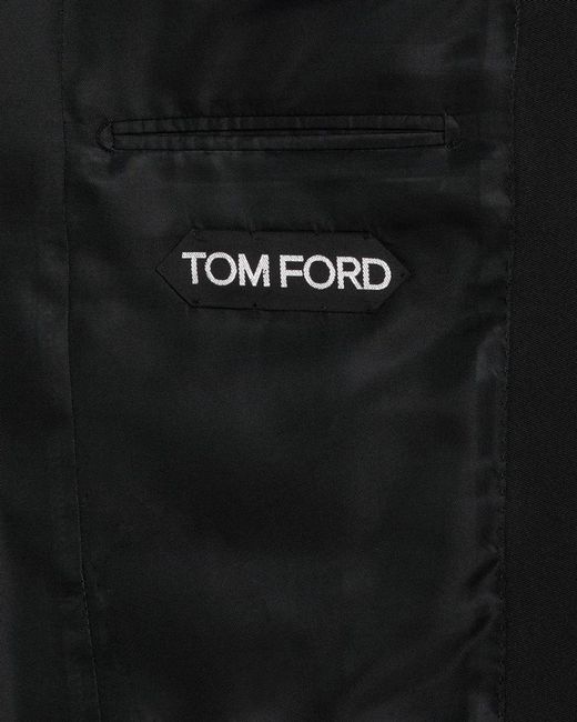 Tom Ford Black Apos;S Wool Grain De Poudre Evening Jacket for men