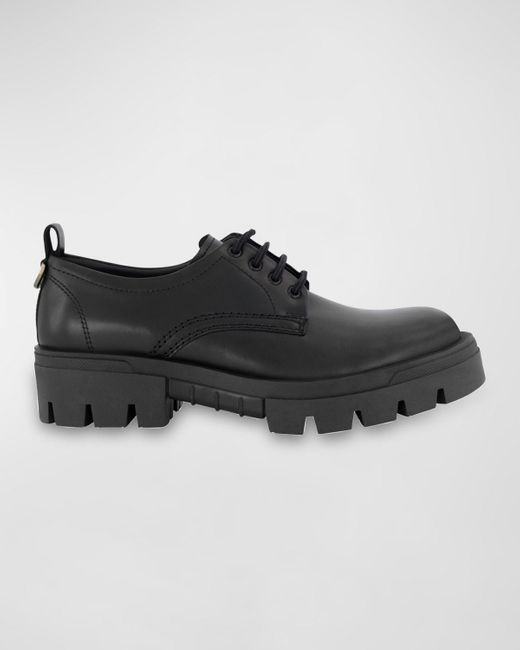 Karl Lagerfeld Black Plain Toe Leather Derby Shoes for men