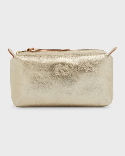 Il Bisonte Natural Classic Zip Leather Cosmetic Bag