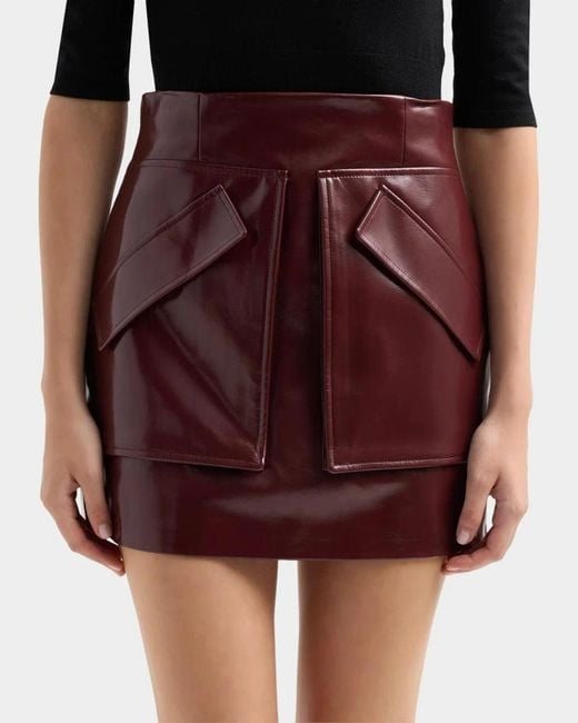 AKNVAS Purple Cherry Faux Leather Mini Skirt