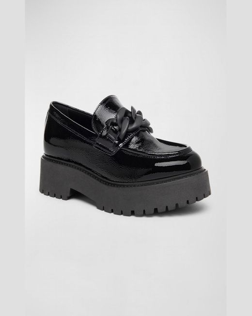 Nero Giardini Black Patent Chain Casual Loafers