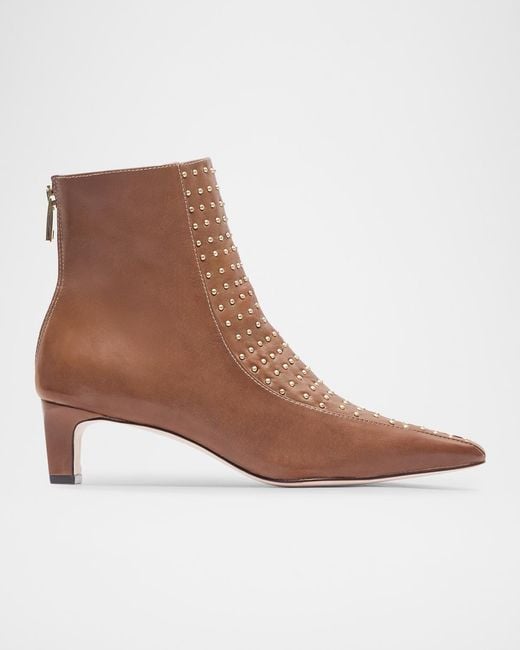 Bernardo Brown Esme Stud Leather Ankle Booties